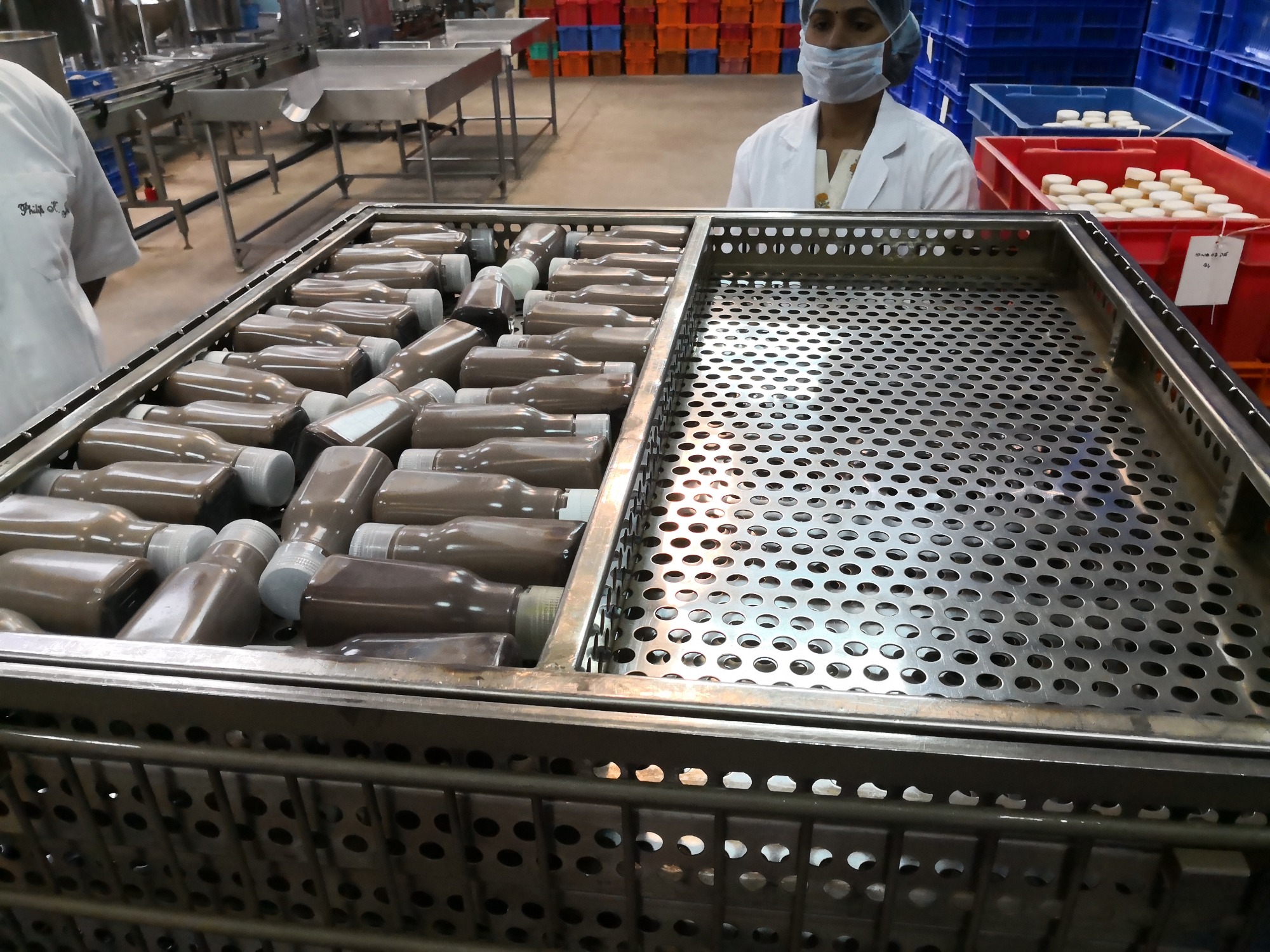 Coffee Milk in platic bottles sterilization